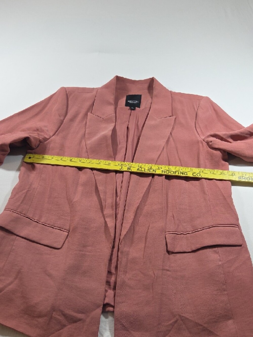 Simply Vera Vera Wang Peach Open-Front Blazer Jacket 3 Quarter Sleeve Office - Picture 13 of 16